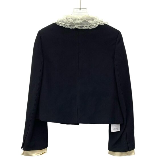 GW0244 Miu Miu Black doll collar diamond-set single-breasted long-sleeved jacket - Picture 2 of 9